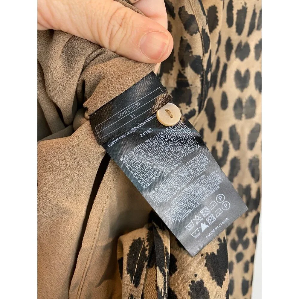 Baum Und Pferdgarten Women's Agnel Dress Leopard Print Size 34 XS Flare Hem NWT - Picture 7 of 7